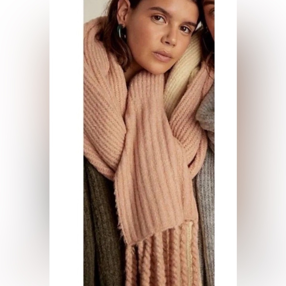 Free People Jaden Ribbed Oversized Chunky Knit Fringe Scarf - Picture 4 of 9